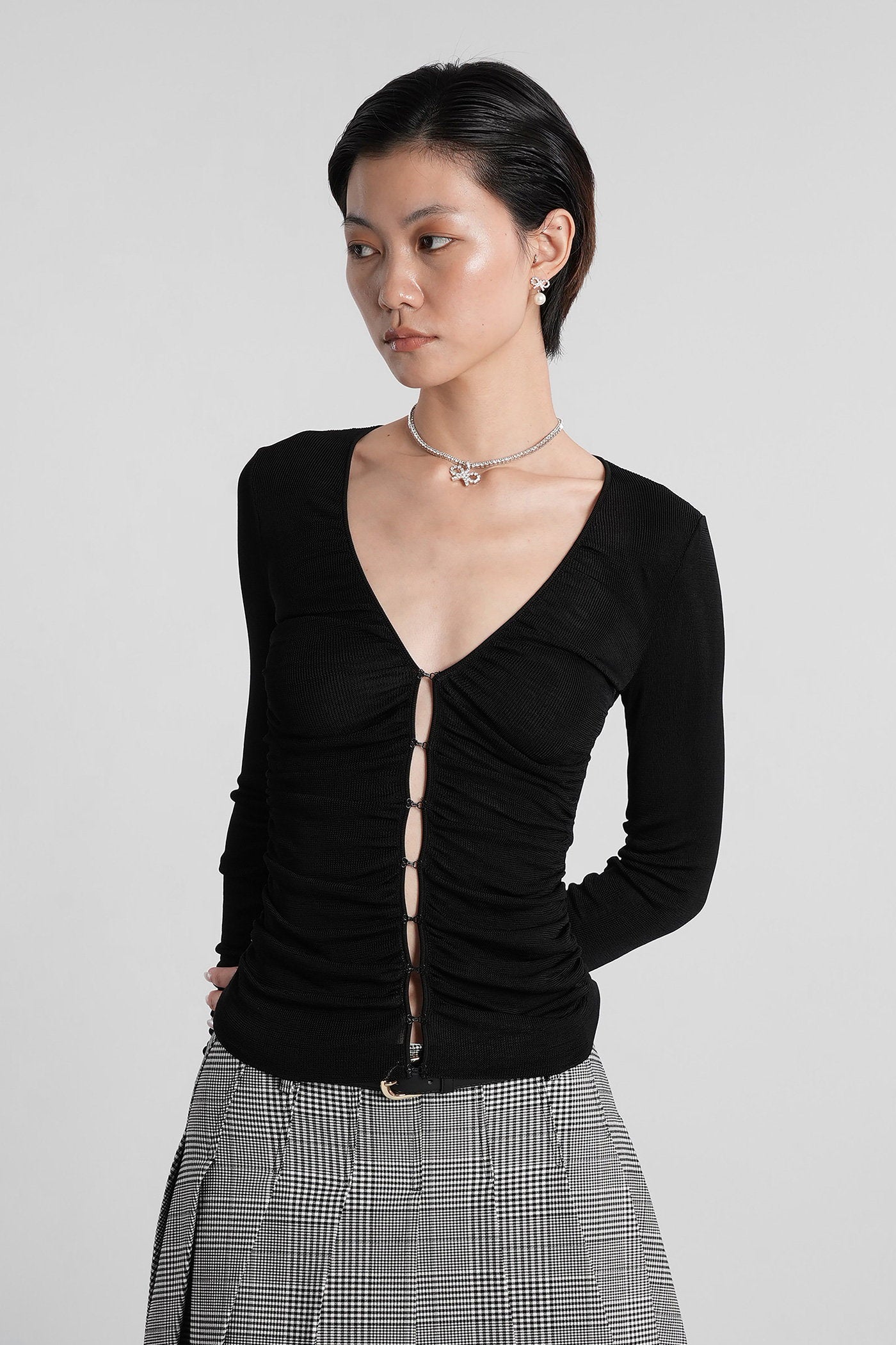 Topwear in black viscose Abbigliamento