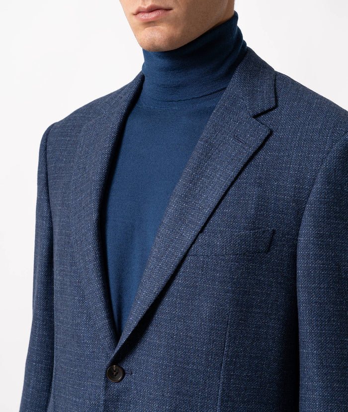 Single-Breasted Wool And Cashmere Jacket Roma Blue Double Breasted Man