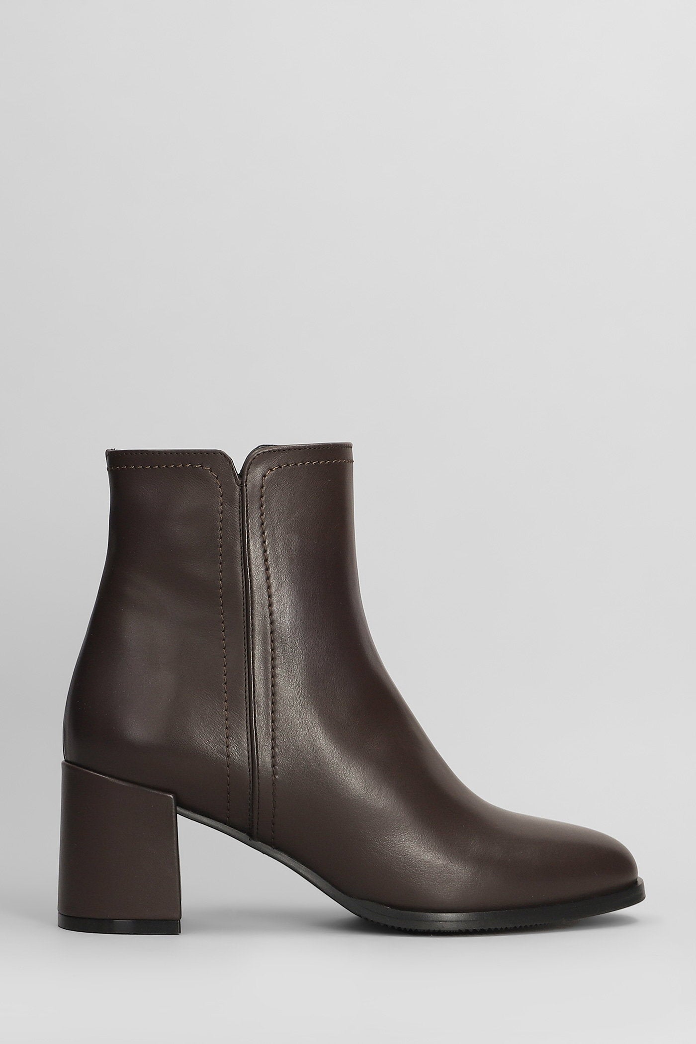 High Heels Ankle Boots In Dark Brown Leather Scarpe