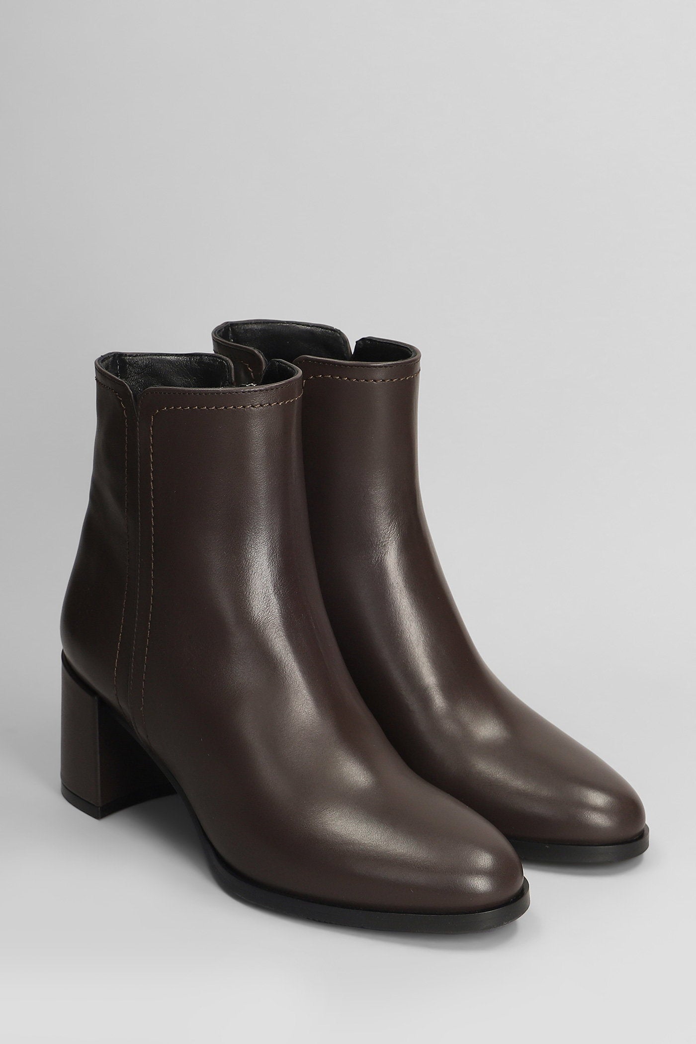 High Heels Ankle Boots In Dark Brown Leather Scarpe
