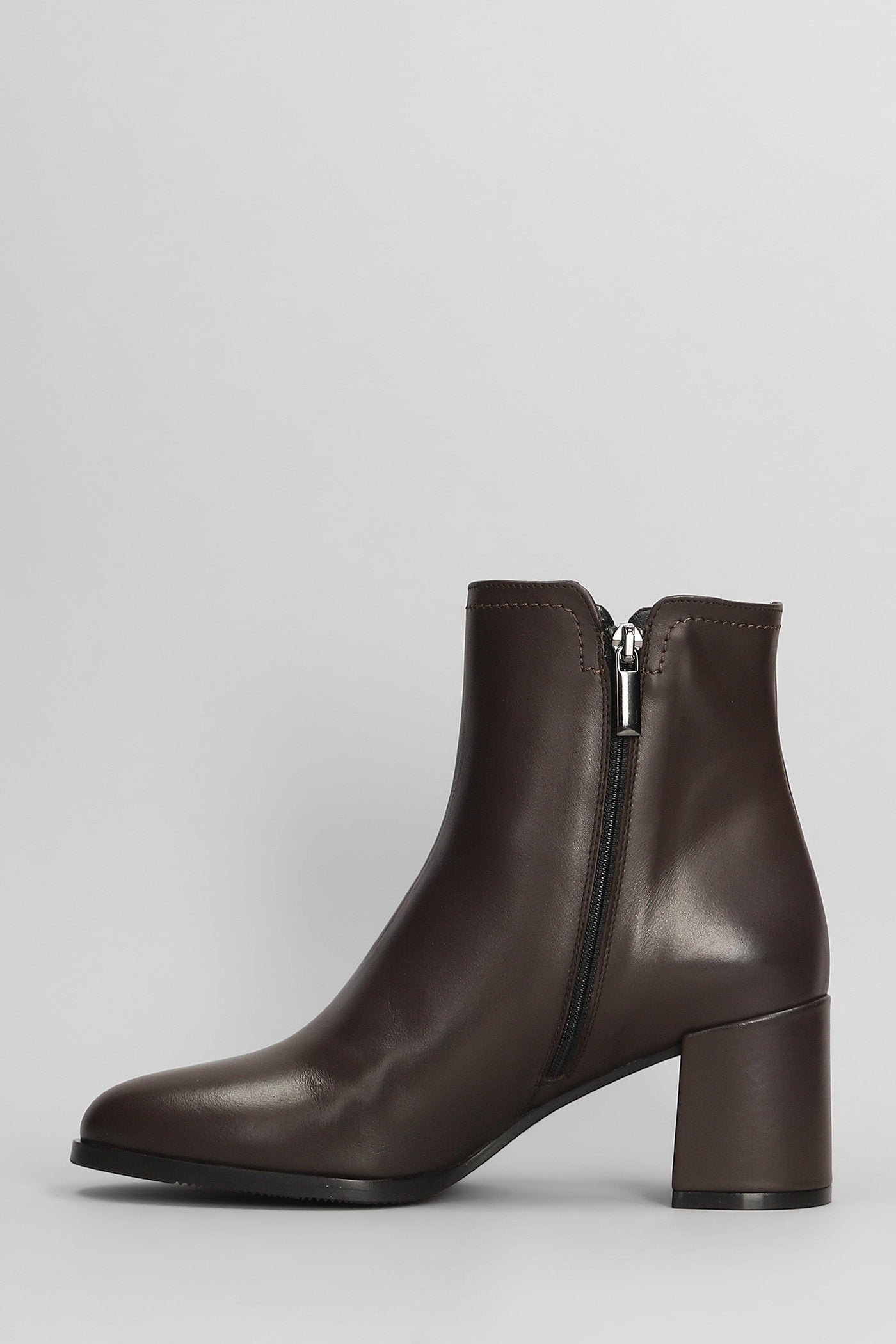 High Heels Ankle Boots In Dark Brown Leather Scarpe