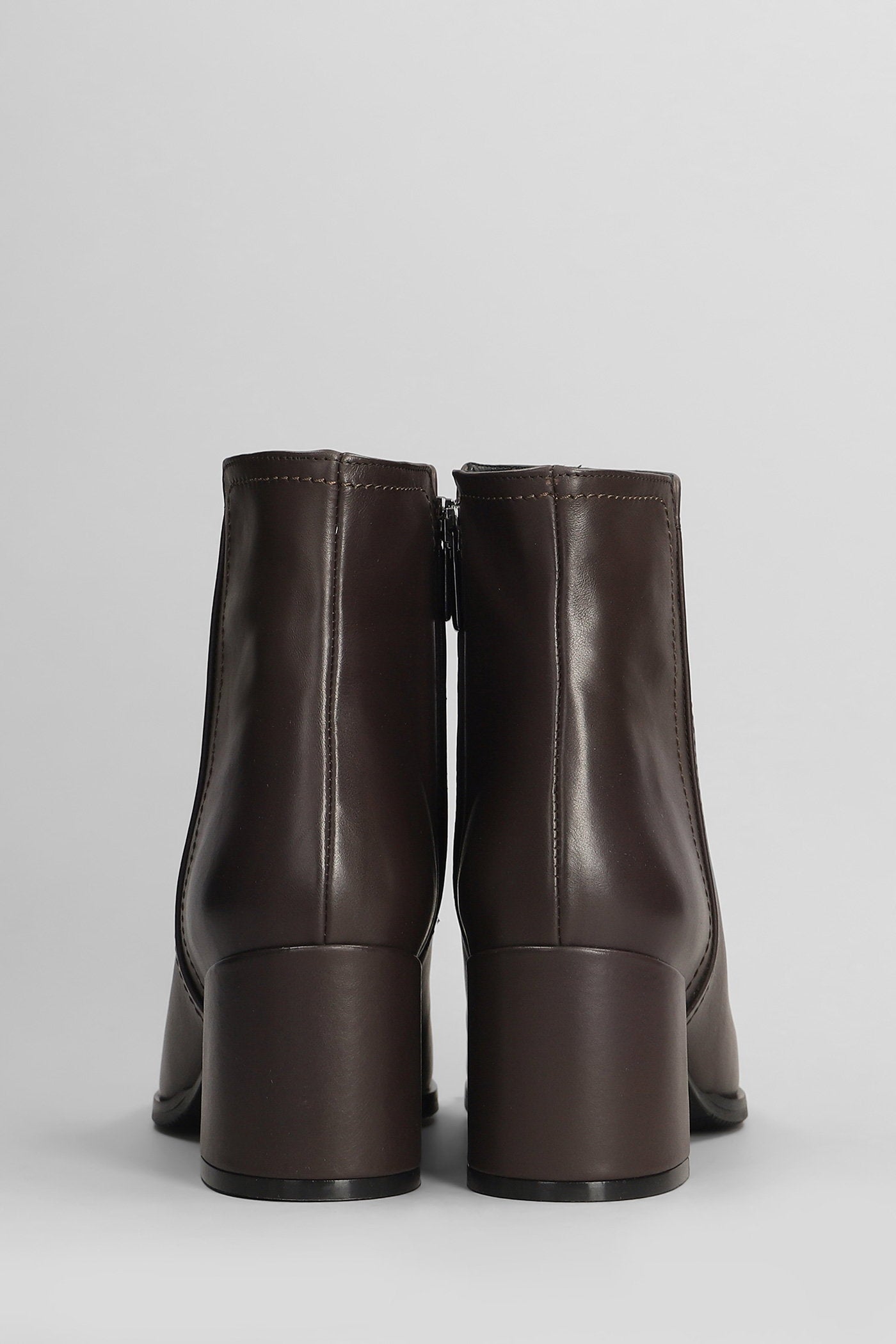 High Heels Ankle Boots In Dark Brown Leather Scarpe