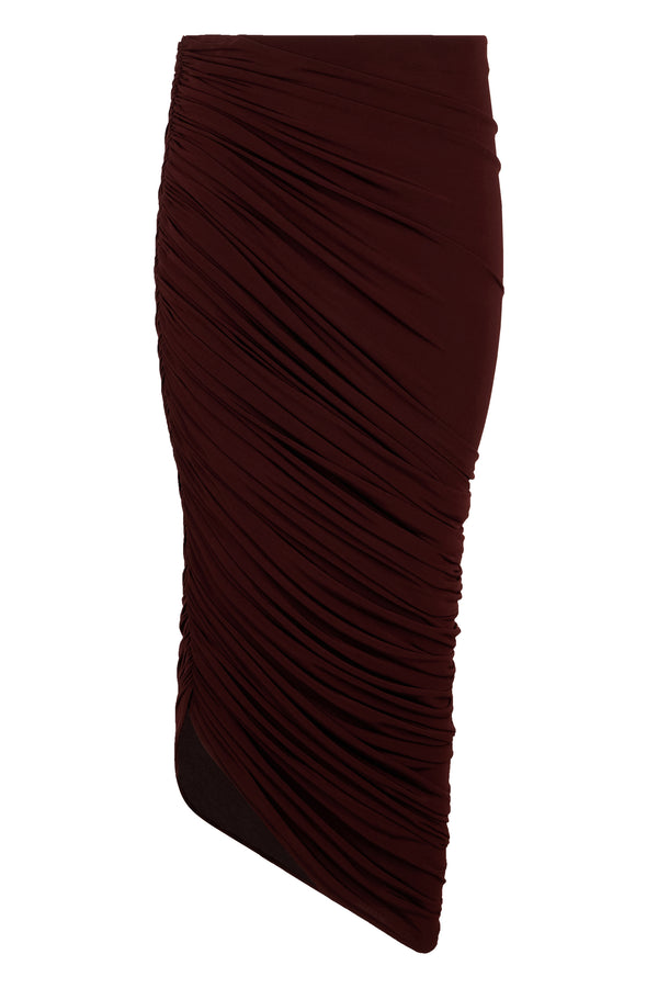 Midi Asymmetric Skirt Burgundy Viscose
