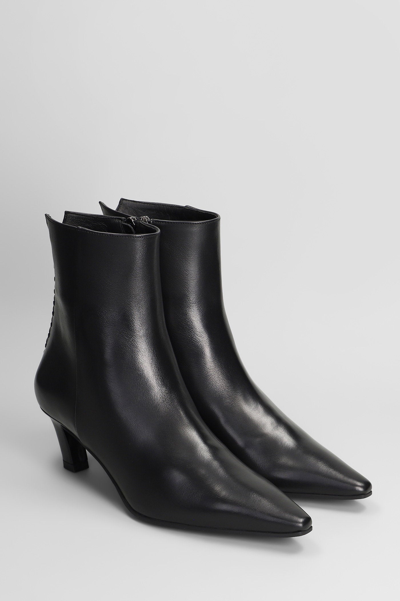 High Heels Ankle Boots In Black Leather Scarpe