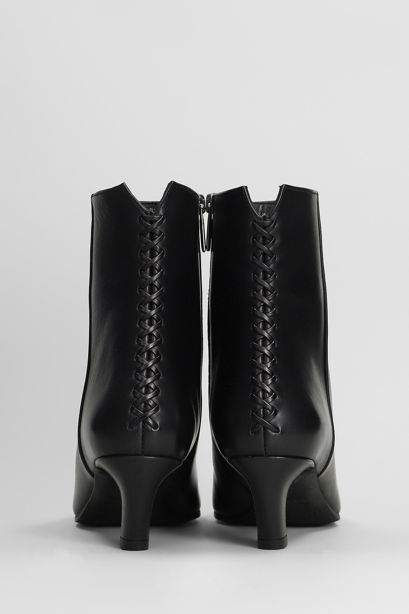 High Heels Ankle Boots In Black Leather Scarpe