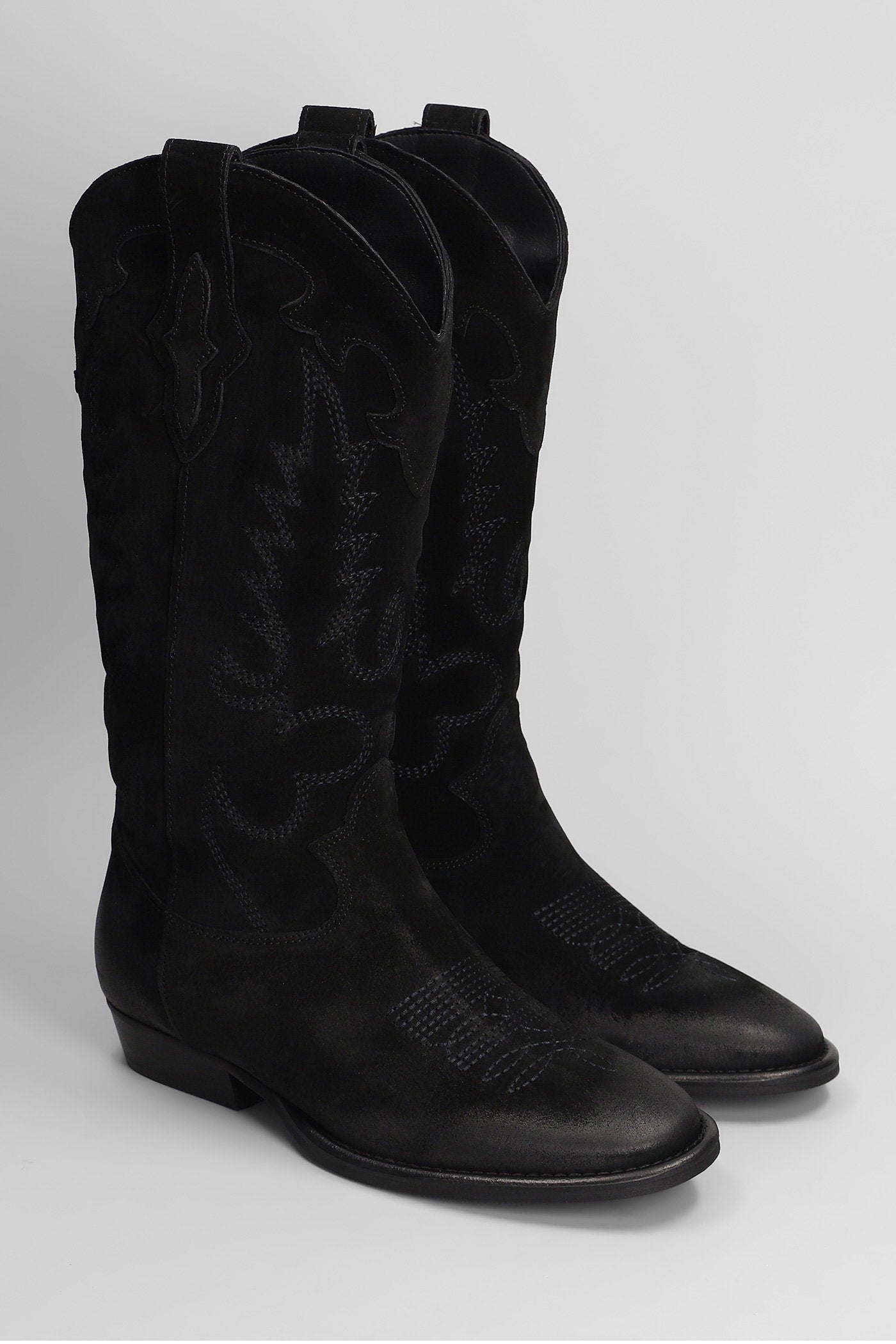 Guatemala Texan Boots In Black Suede Scarpe