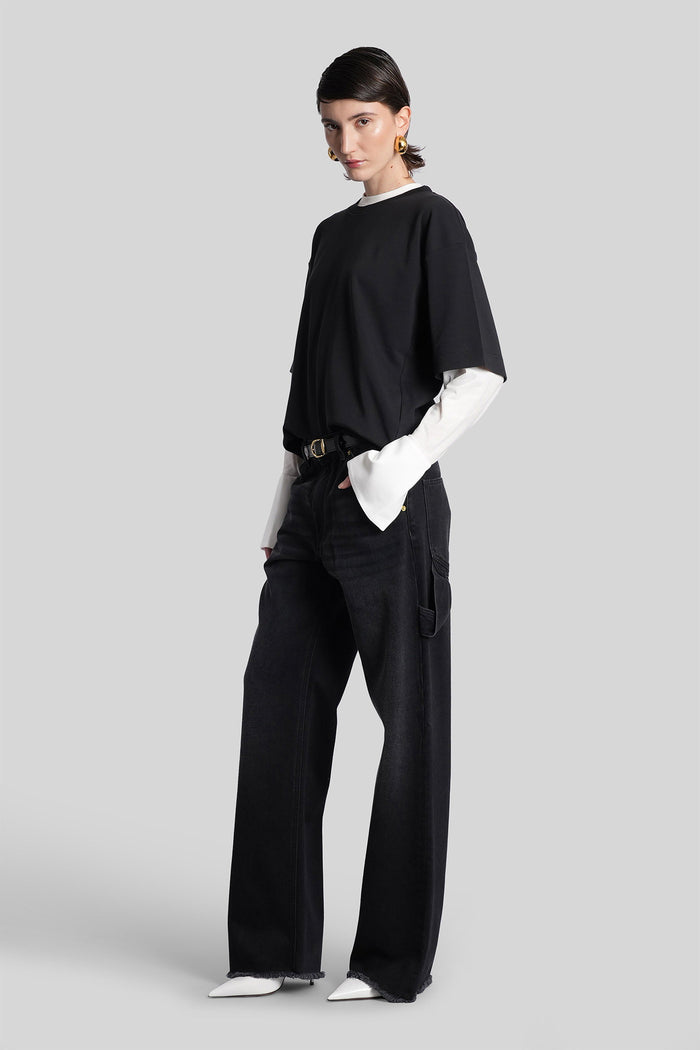 Lara Jeans in black denim Abbigliamento