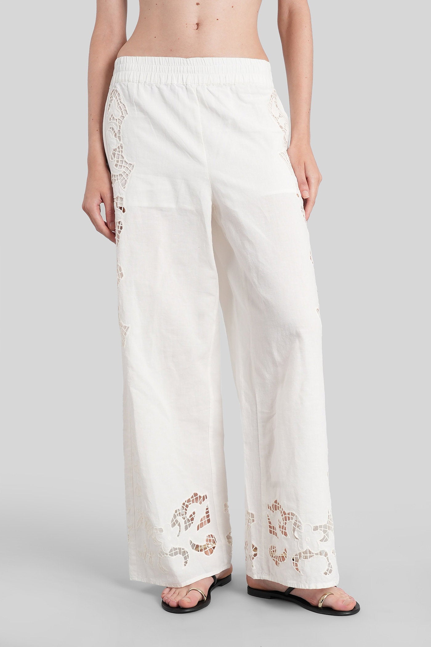 Tanya Pants in white cotton Abbigliamento