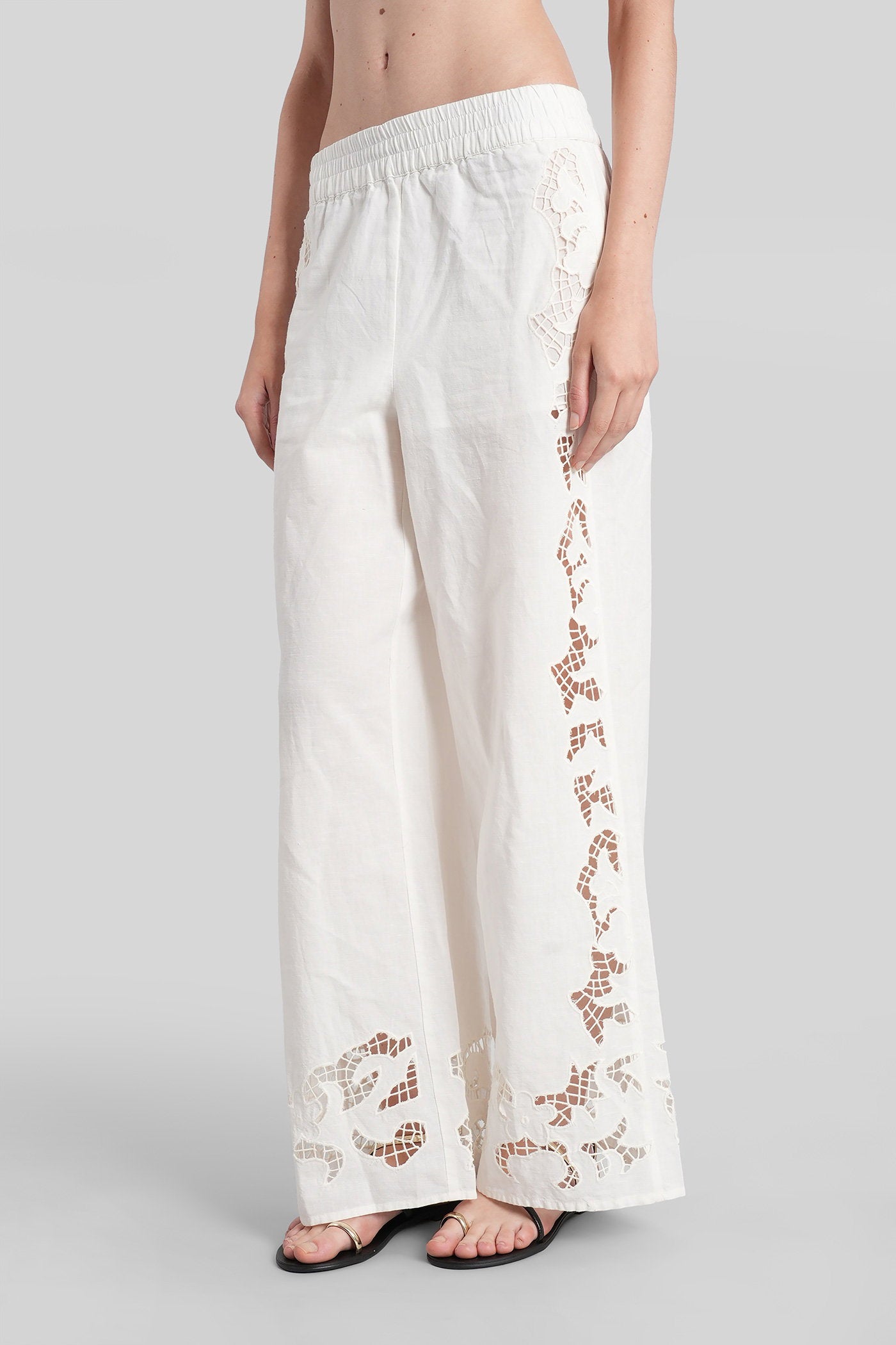 Tanya Pants in white cotton Abbigliamento