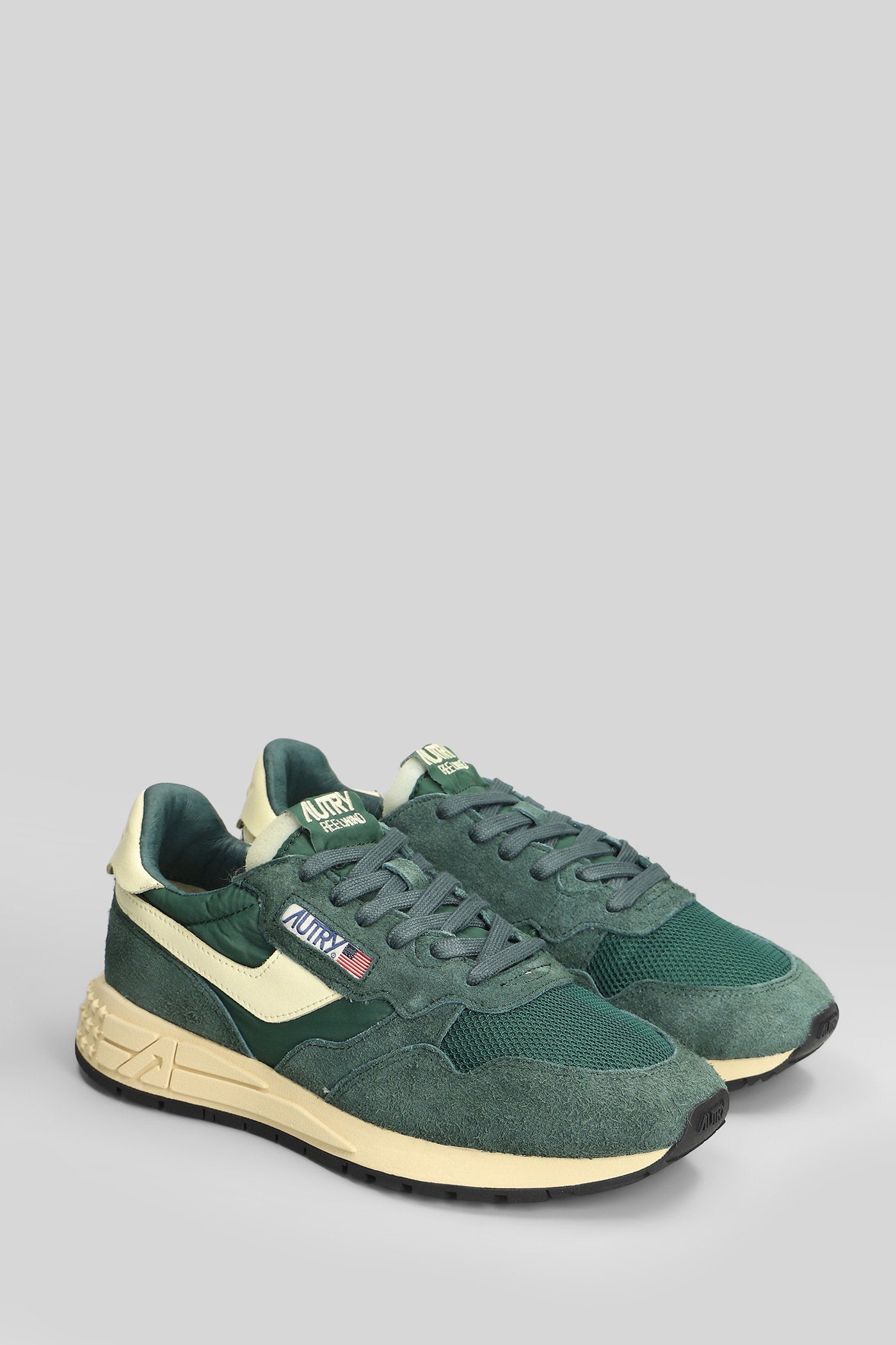 Reelwind Low Sneakers In Green Suede And Fabric Scarpe