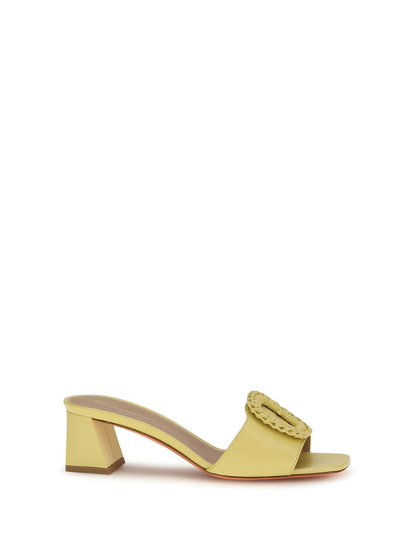 Santoni 100% Calf Leather (Bos Taurus) sandal mule in yellow