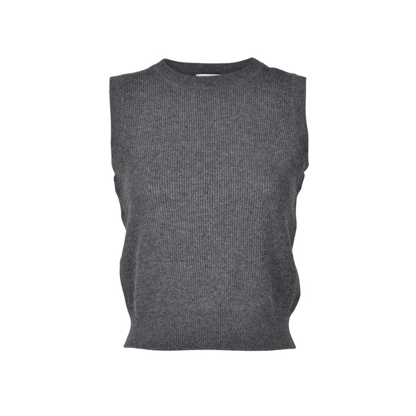 Brunello Cucinelli Womens Gray Cashmere Sleeveless Crew Sweater Clothing