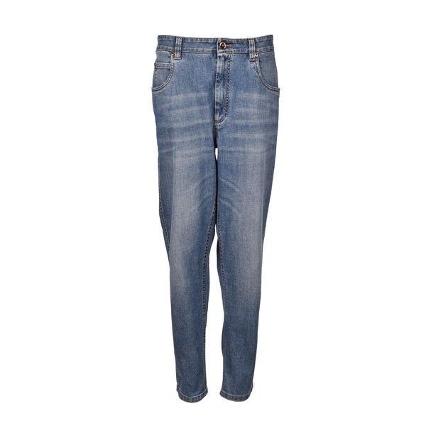 Brunello Cucinelli Womens Medium Blue Tapered Trousers