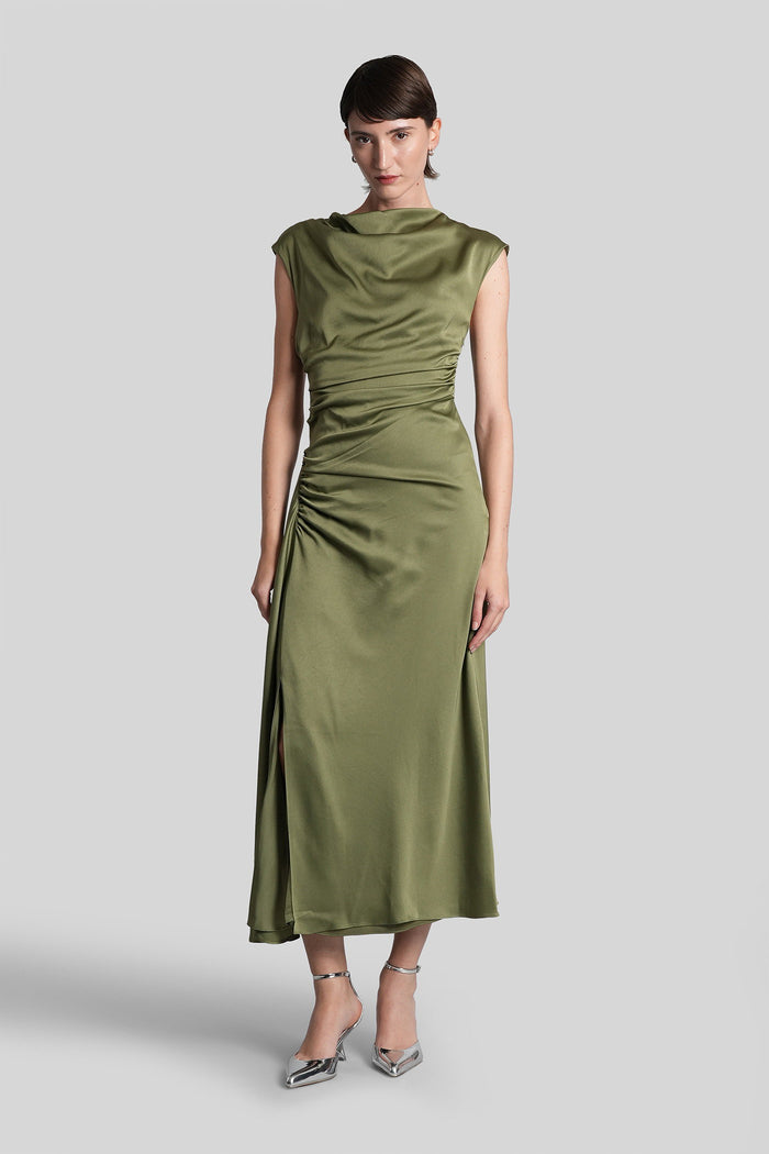 Burke Long dress in green acetate Abbigliamento
