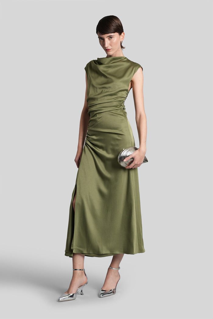 Burke Long dress in green acetate Abbigliamento