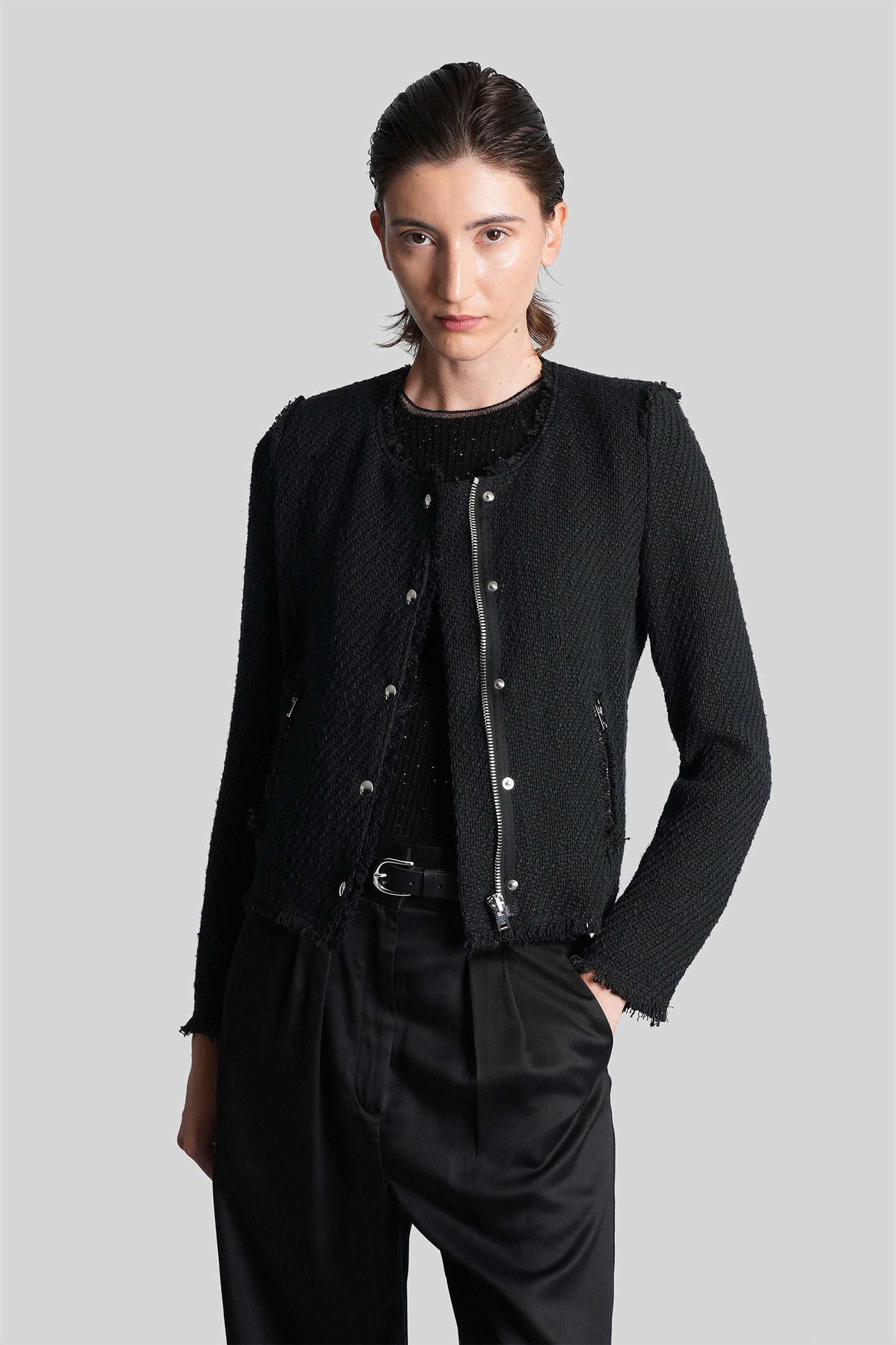 Agnette Casual jacket in black cotton Abbigliamento