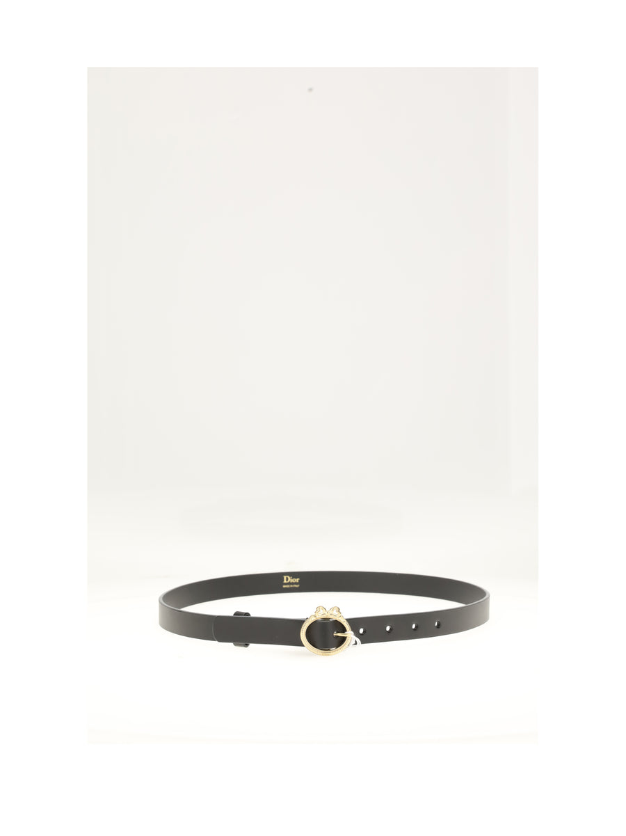Belt Medallion Black Calf Leather (bos Taurus)