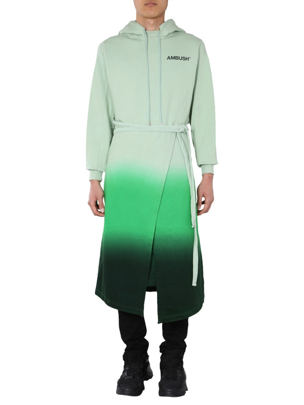 Hooded Dress With Wallet Closure Green Not Specified