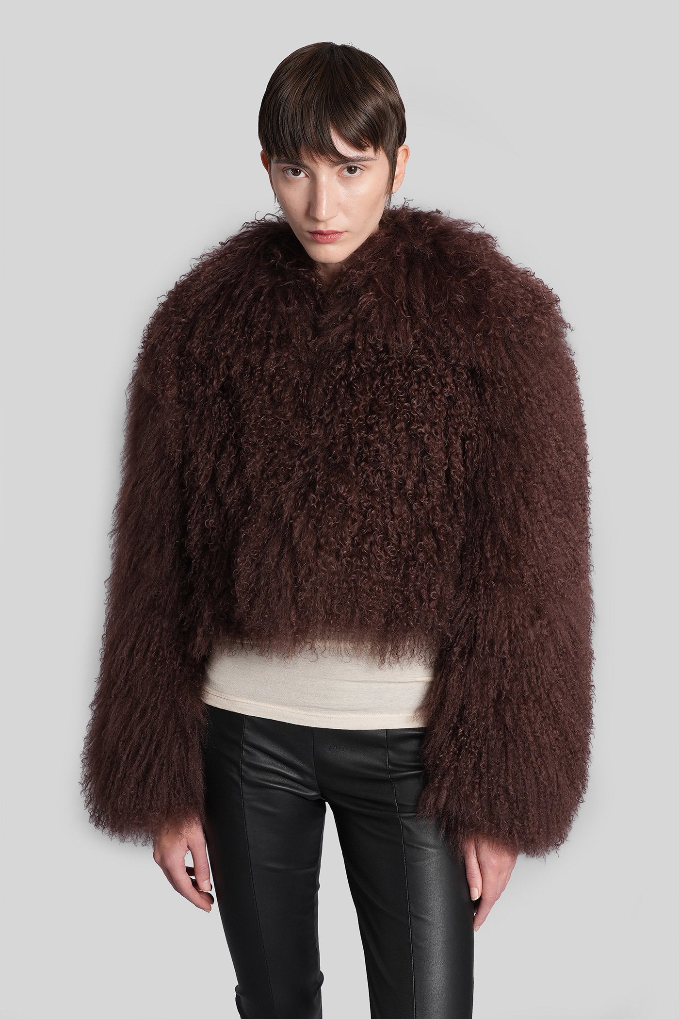 Fur & Shearling in brown leather Abbigliamento