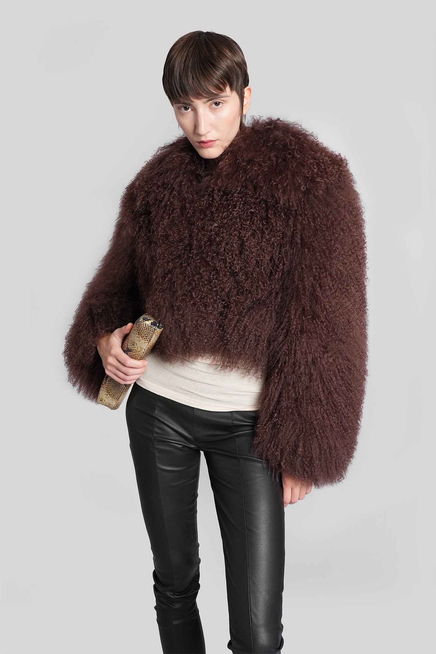 Fur & Shearling in brown leather Abbigliamento