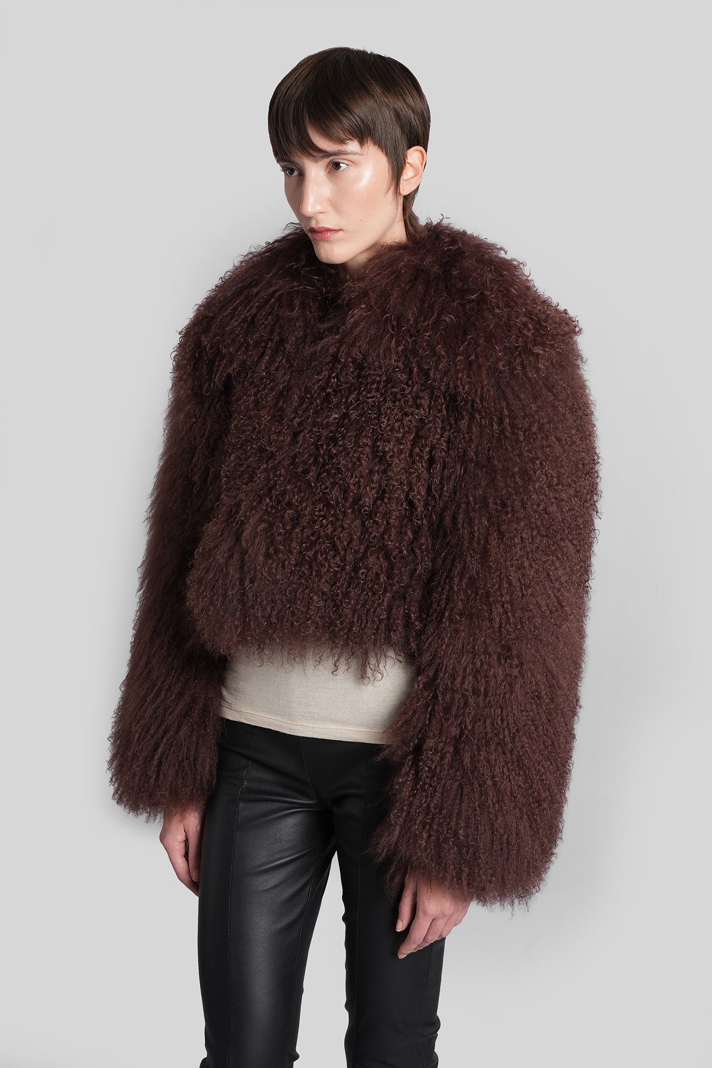 Fur & Shearling in brown leather Abbigliamento