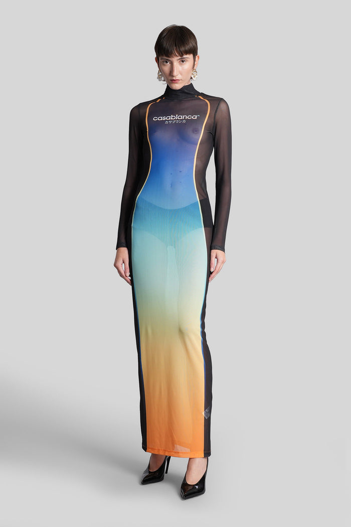 Long dress in multicolor polyester Abbigliamento