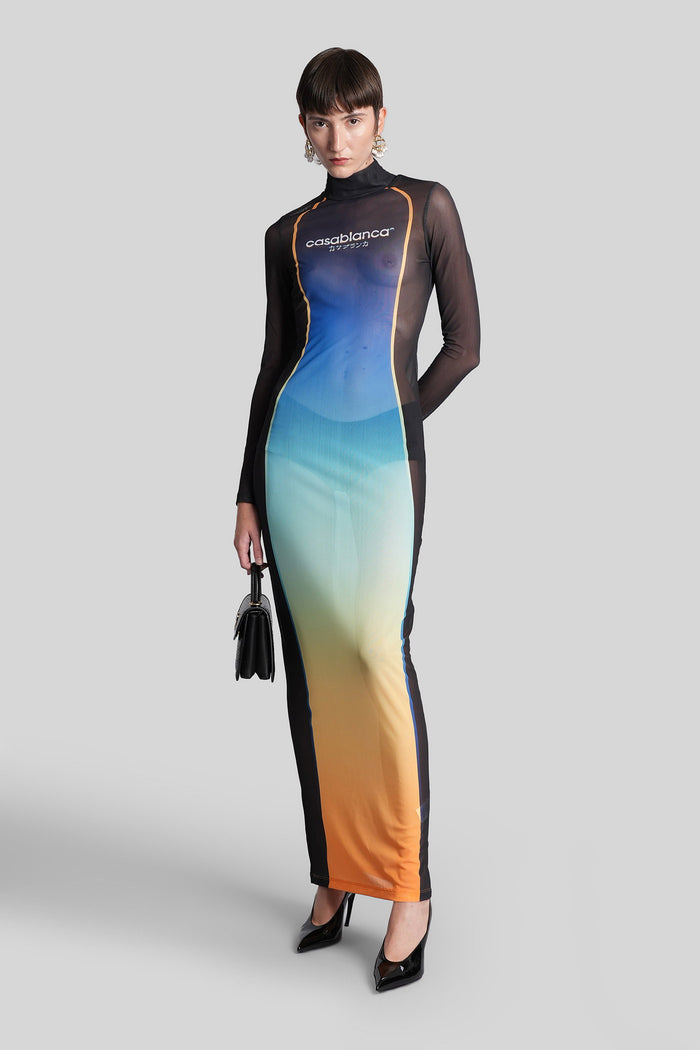 Long dress in multicolor polyester Abbigliamento