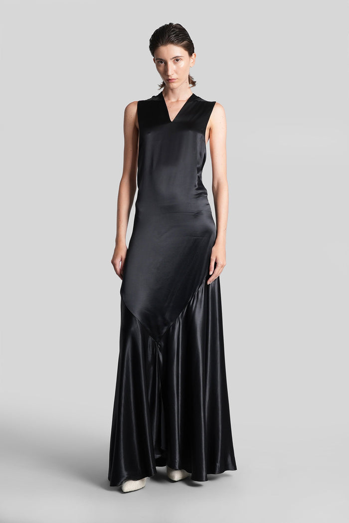 Long dress in black viscose Abbigliamento