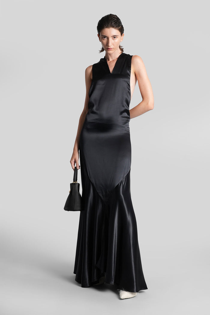 Long dress in black viscose Abbigliamento