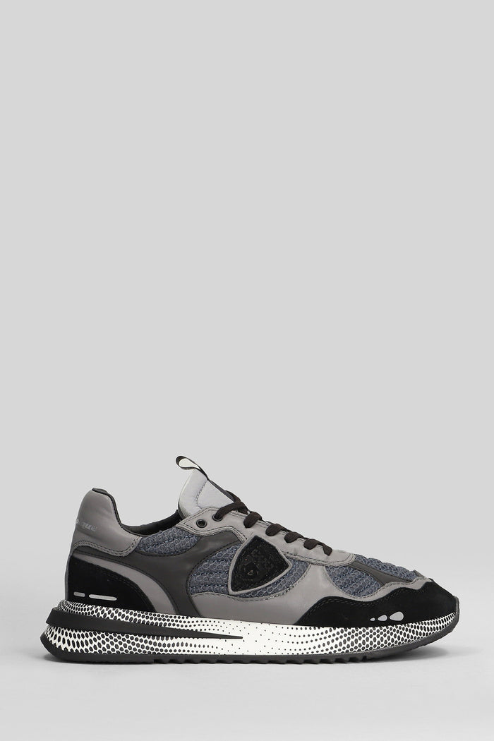 Olympi Low Sneakers in black leather and fabric Scarpe