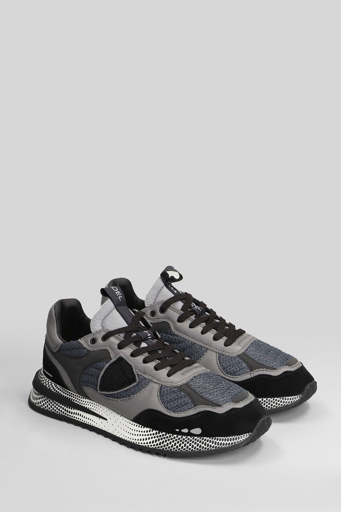 Olympi Low Sneakers in black leather and fabric Scarpe