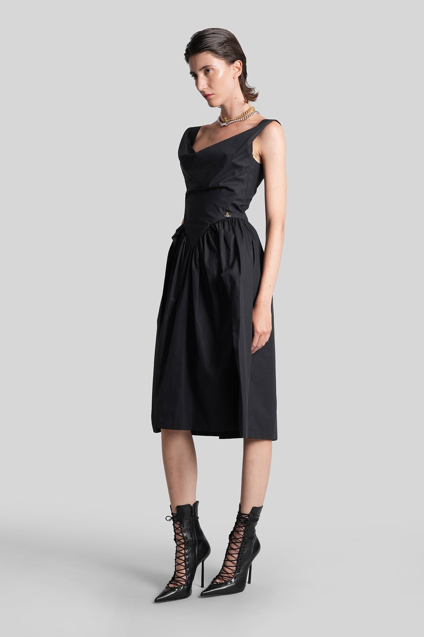 Sunday Long dress in black cotton Abbigliamento