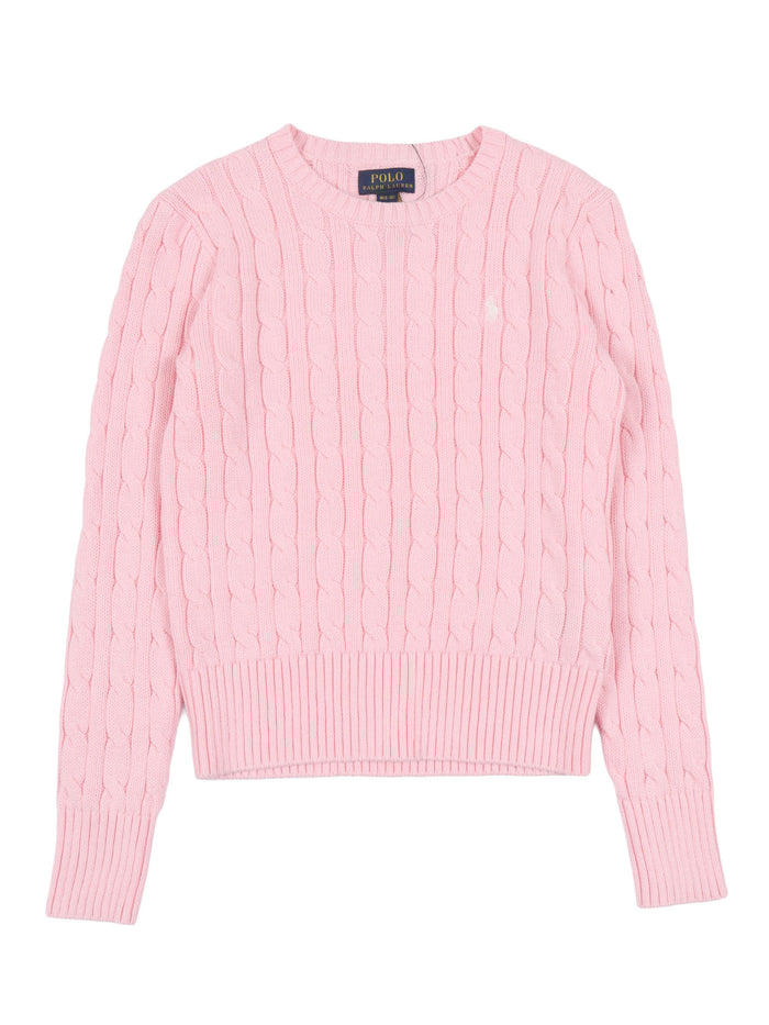 CABLE CN-SWEATER-PULLOVER Pink Cotton Crewneck