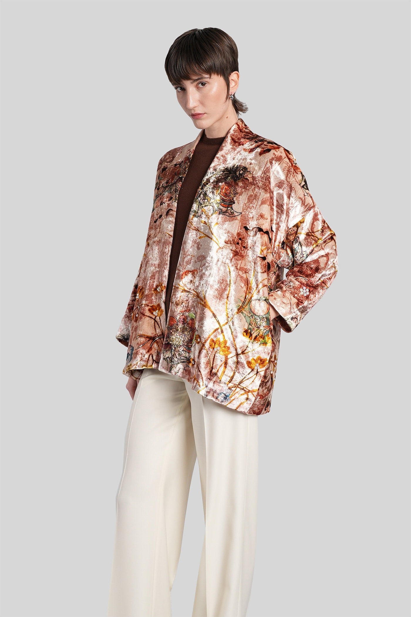 Casual jacket in rose-pink velvet Abbigliamento