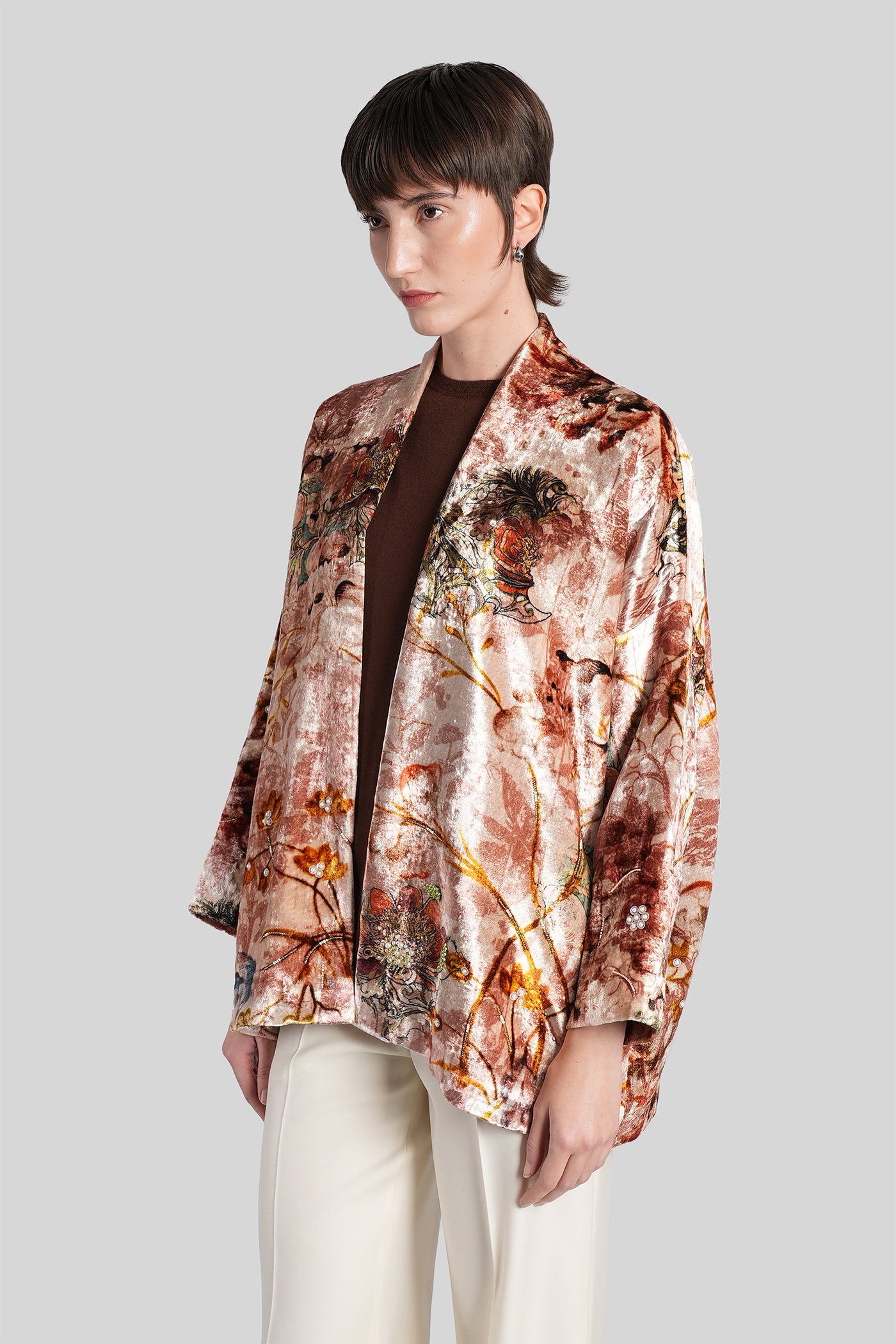 Casual jacket in rose-pink velvet Abbigliamento