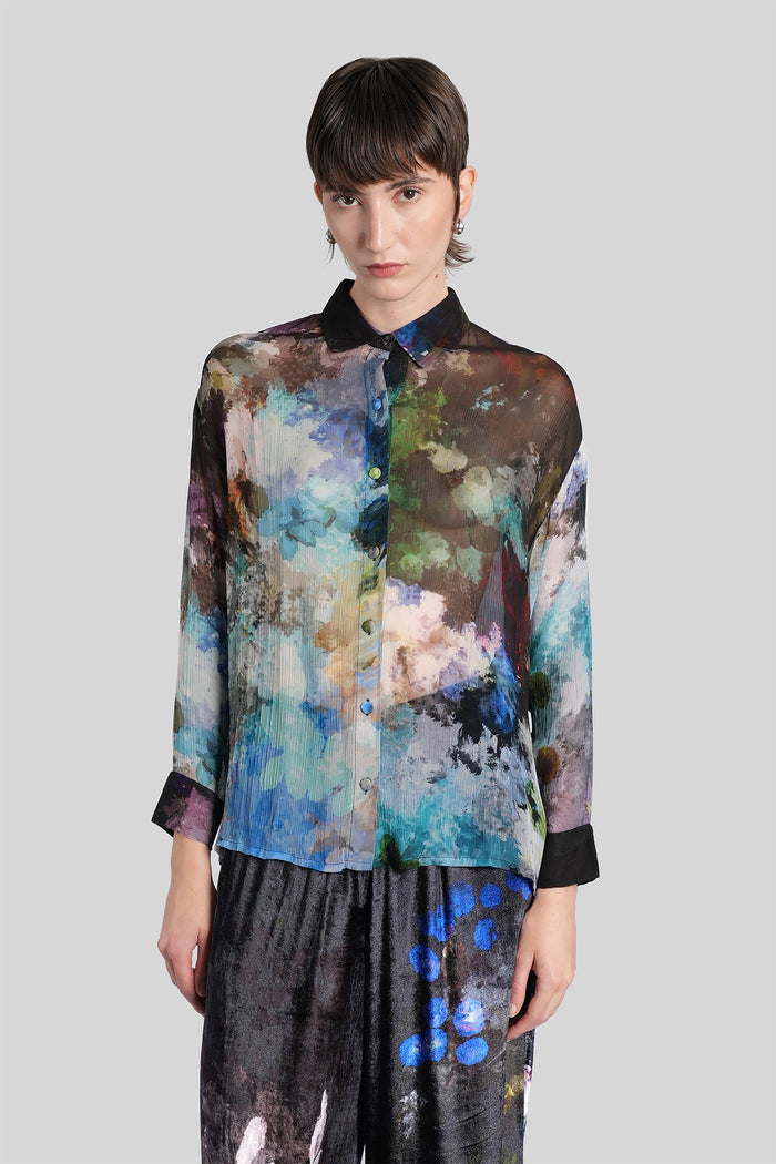 Shirt in blue viscose Abbigliamento