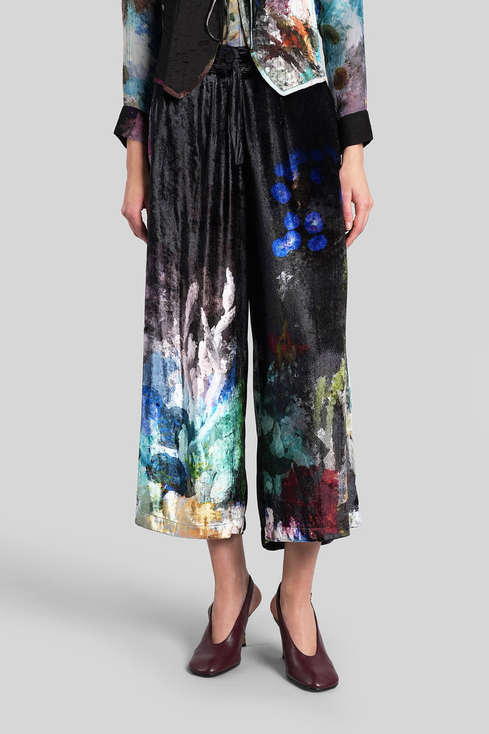 Pants in black velvet Abbigliamento