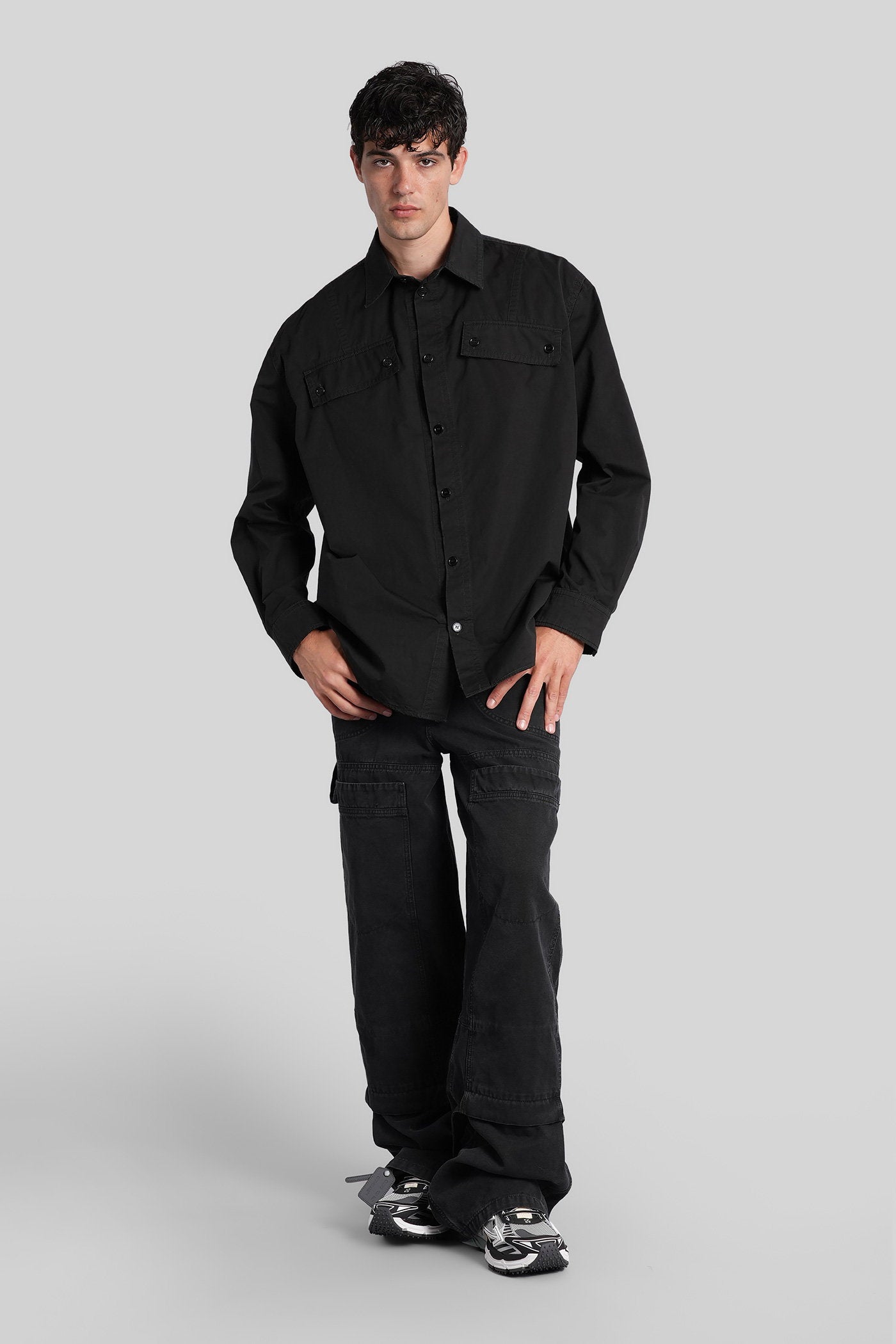 Shirt in black cotton Abbigliamento