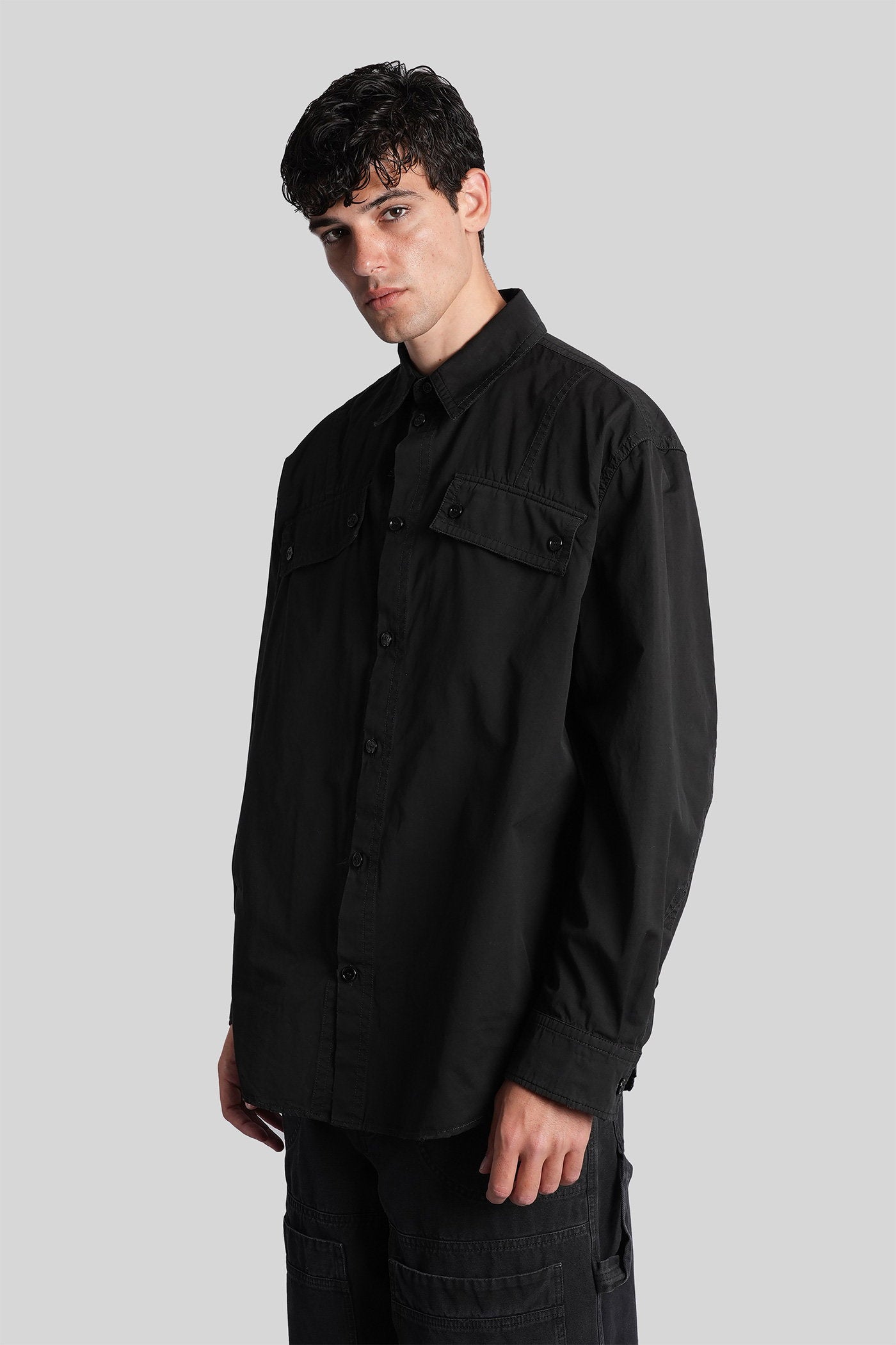 Shirt in black cotton Abbigliamento