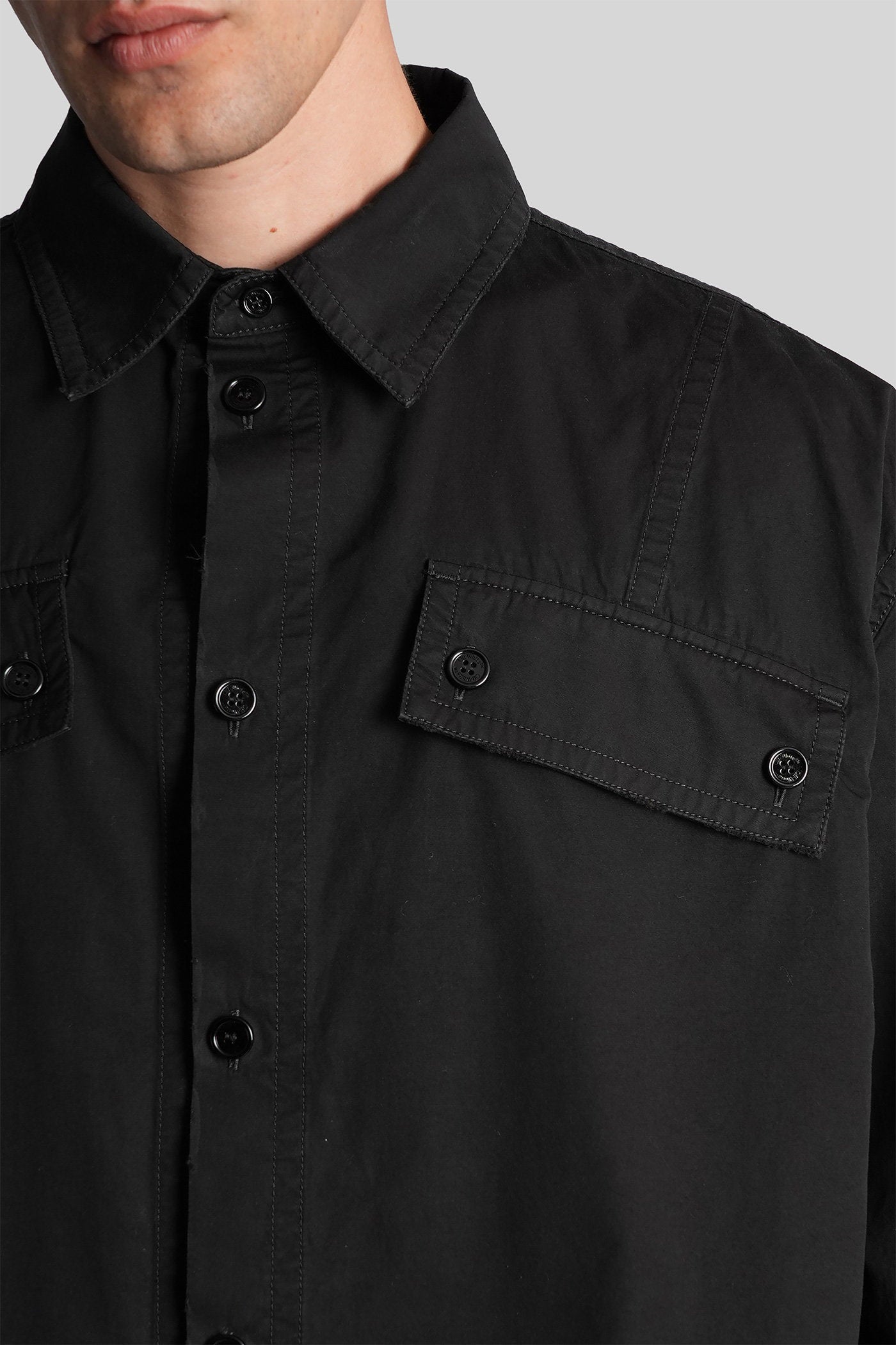 Shirt in black cotton Abbigliamento