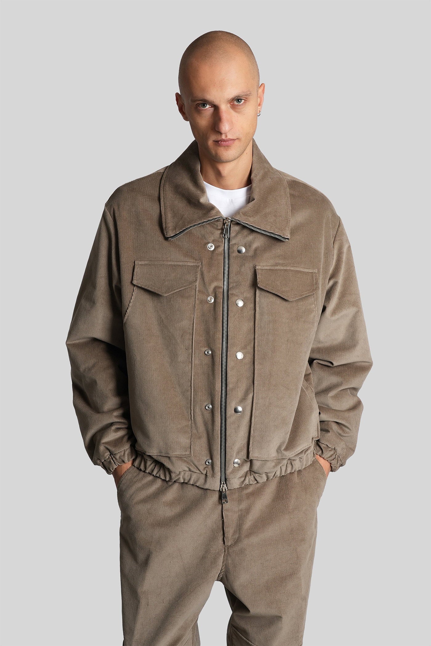 Casual jacket in taupe velvet Abbigliamento