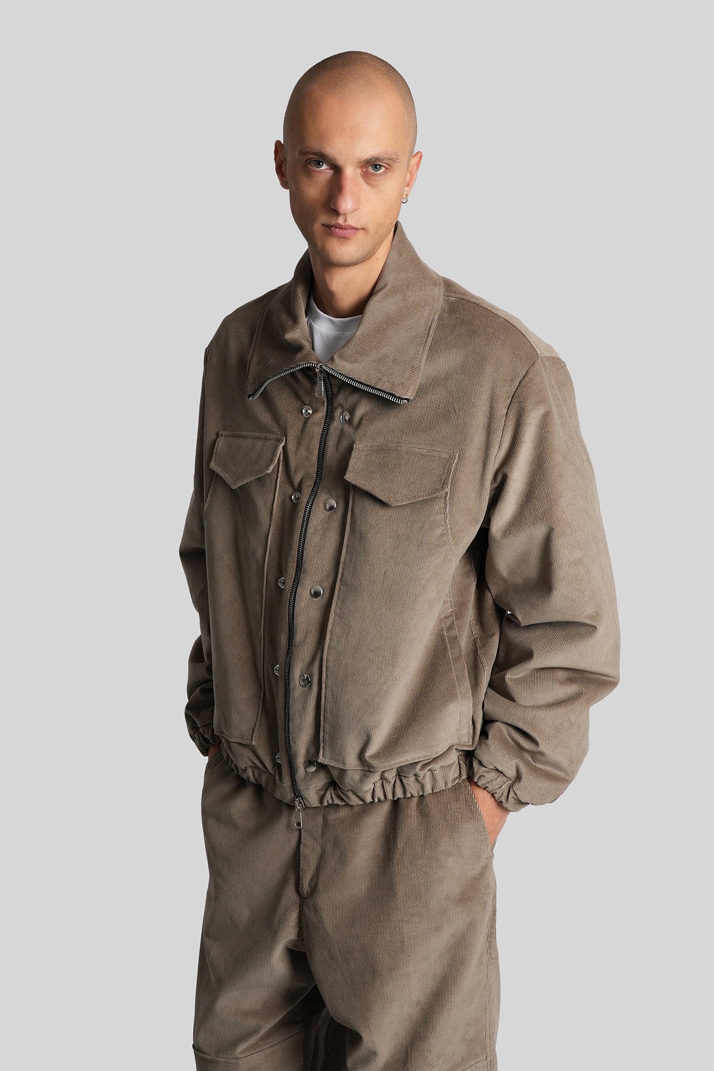 Casual jacket in taupe velvet Abbigliamento