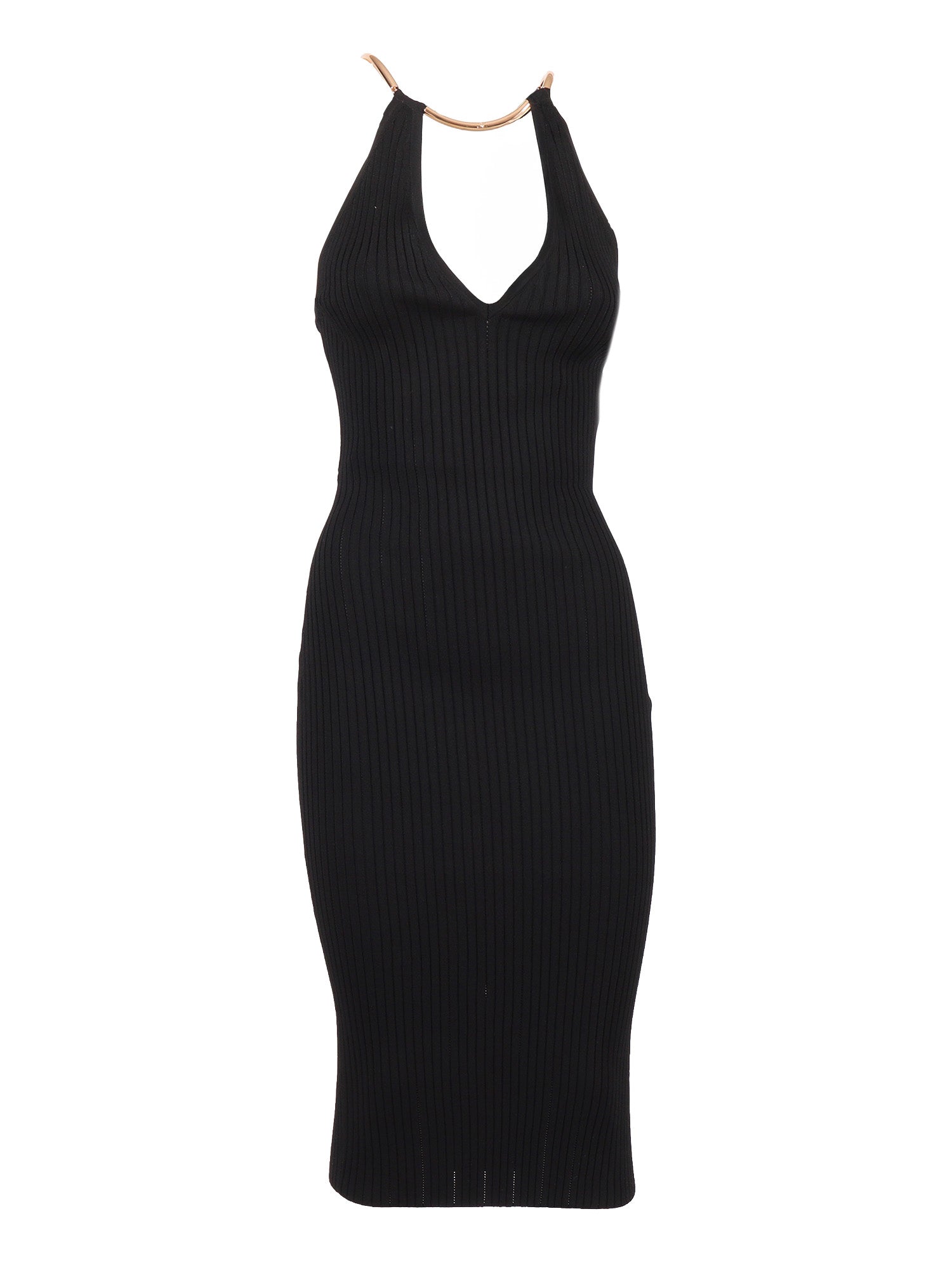 KNIT DRESS Black Viscose Polyamide Elastane Midi