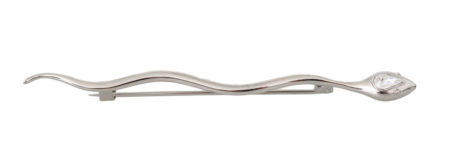 Silver Brass Crystal Spilla Serpente Mens Brooch Pin Accessory
