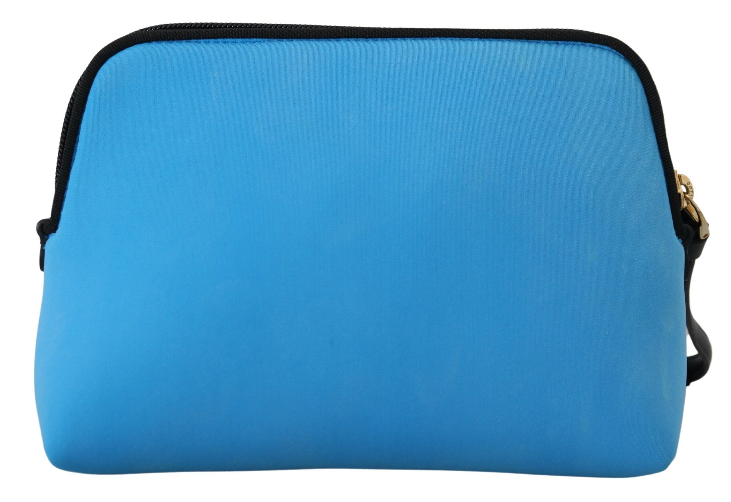 Blue Logo Print Hand Pouch Leopard Toiletry Bag Polyamide