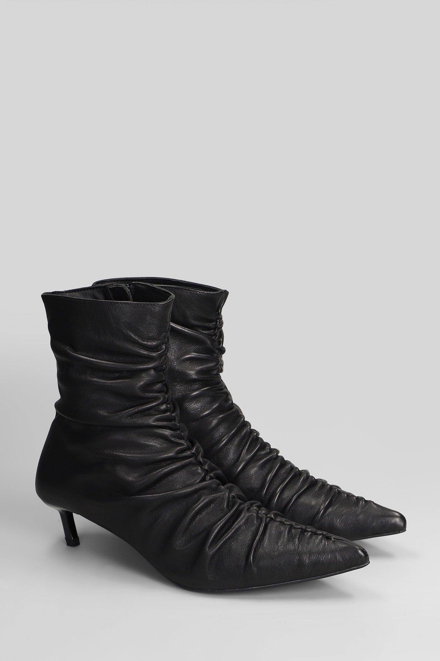 High Heels Ankle Boots In Black Leather Scarpe