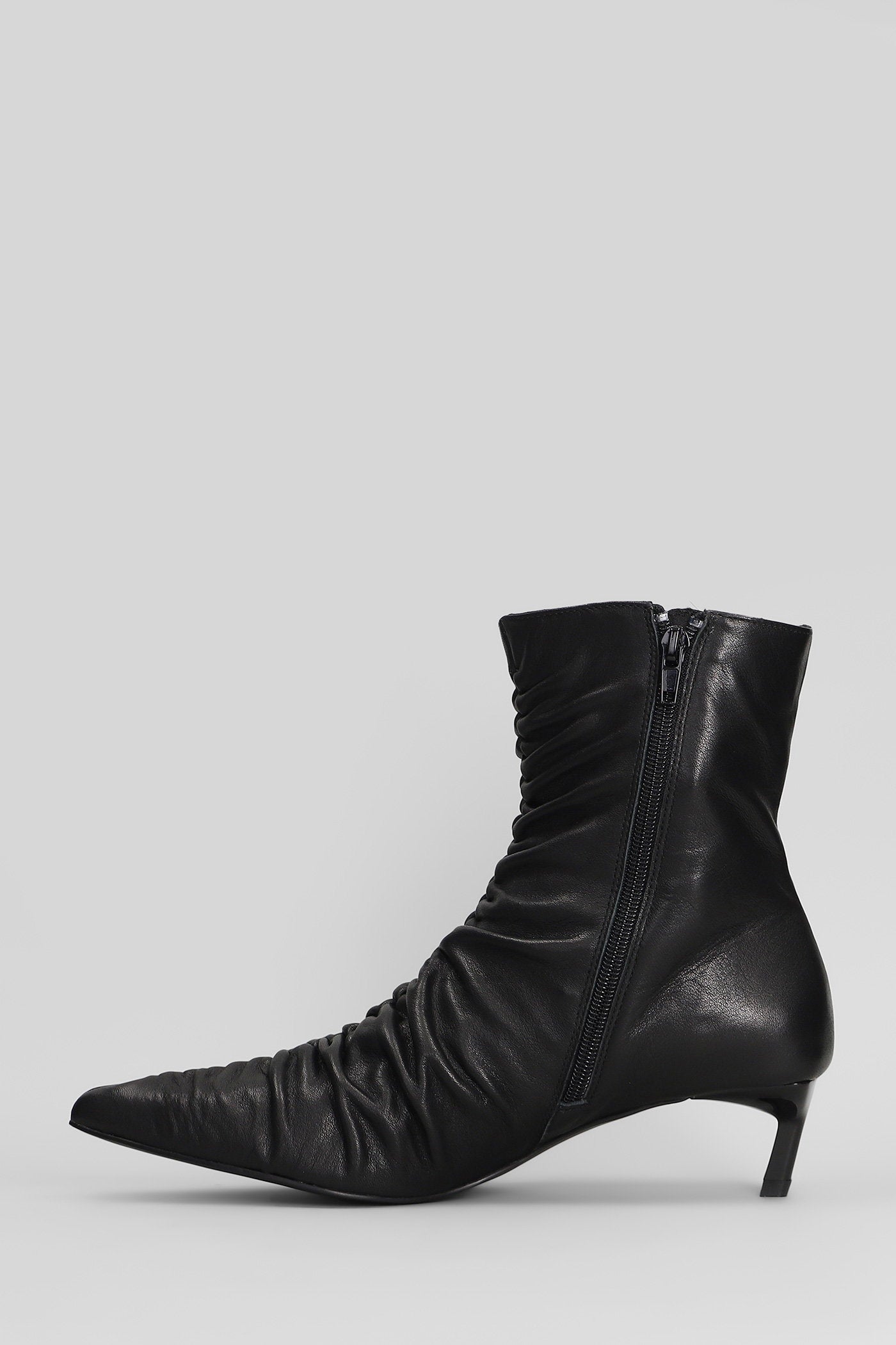 High Heels Ankle Boots In Black Leather Scarpe