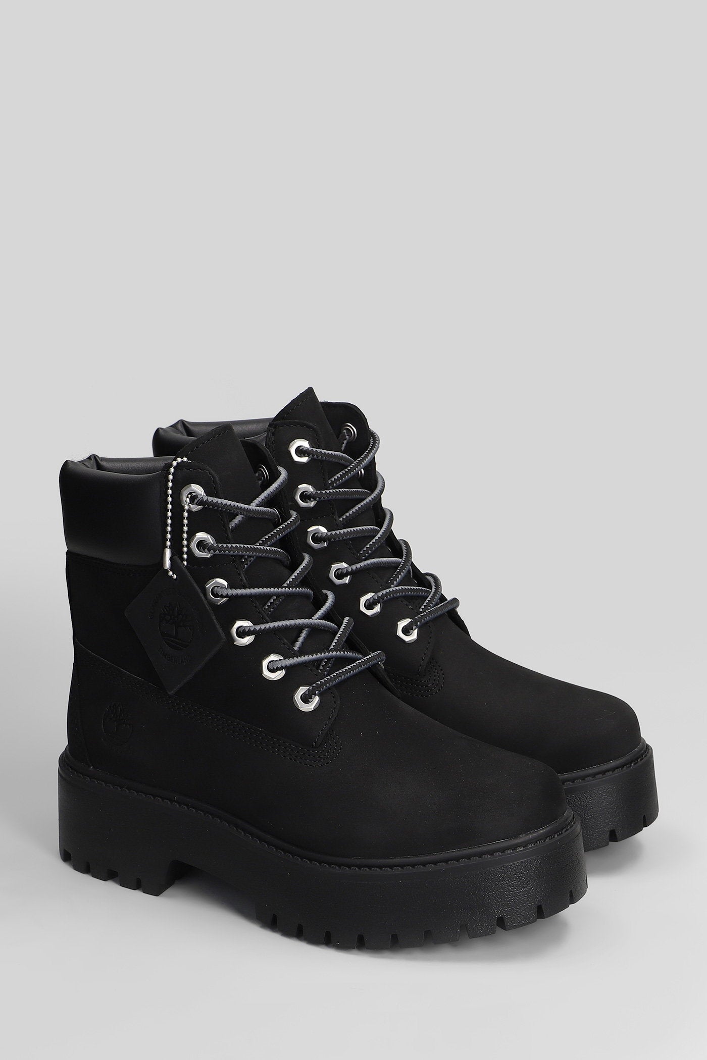 Stone Street In Lace Combat boots black nubuck Scarpe