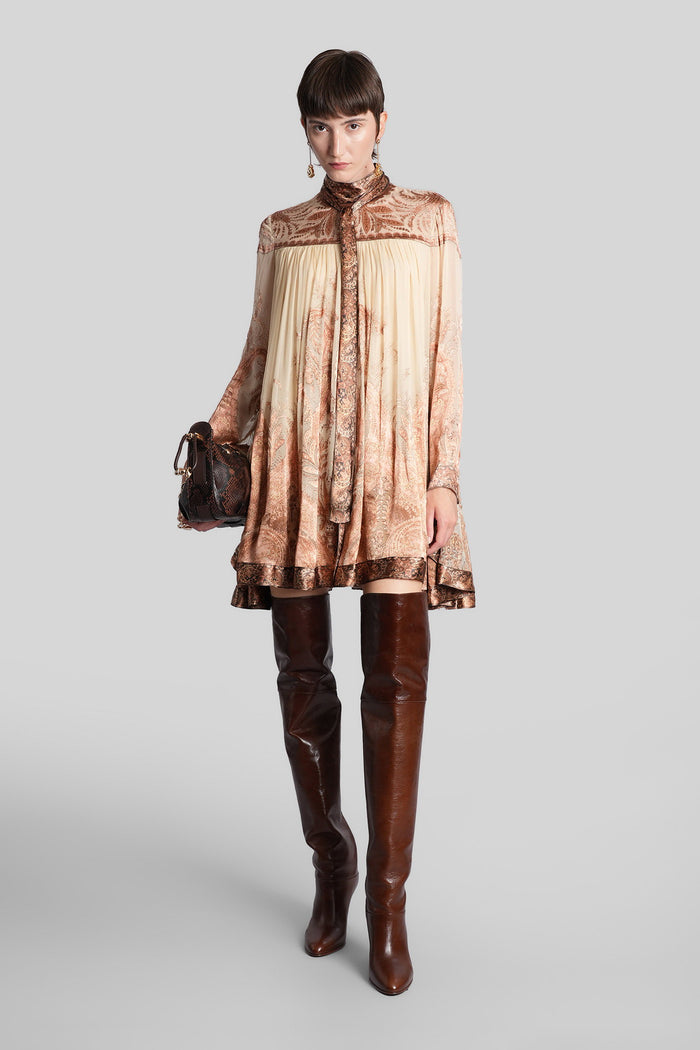 Mini Dress In Beige Viscose Abbigliamento