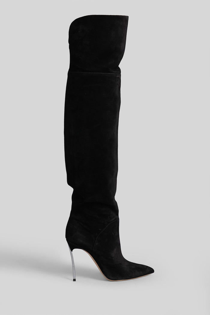 Blade Corsaro High Heels Boots Black Suede Scarpe